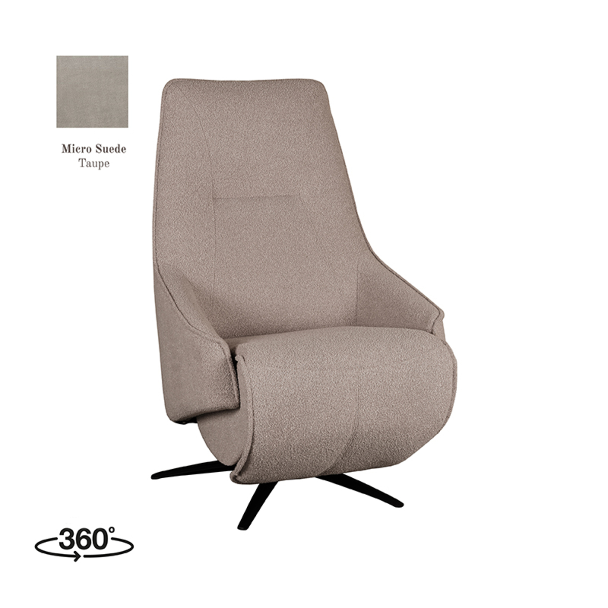 LABEL51 Fauteuil Odense - Taupe - Micro Suede - Elektrische