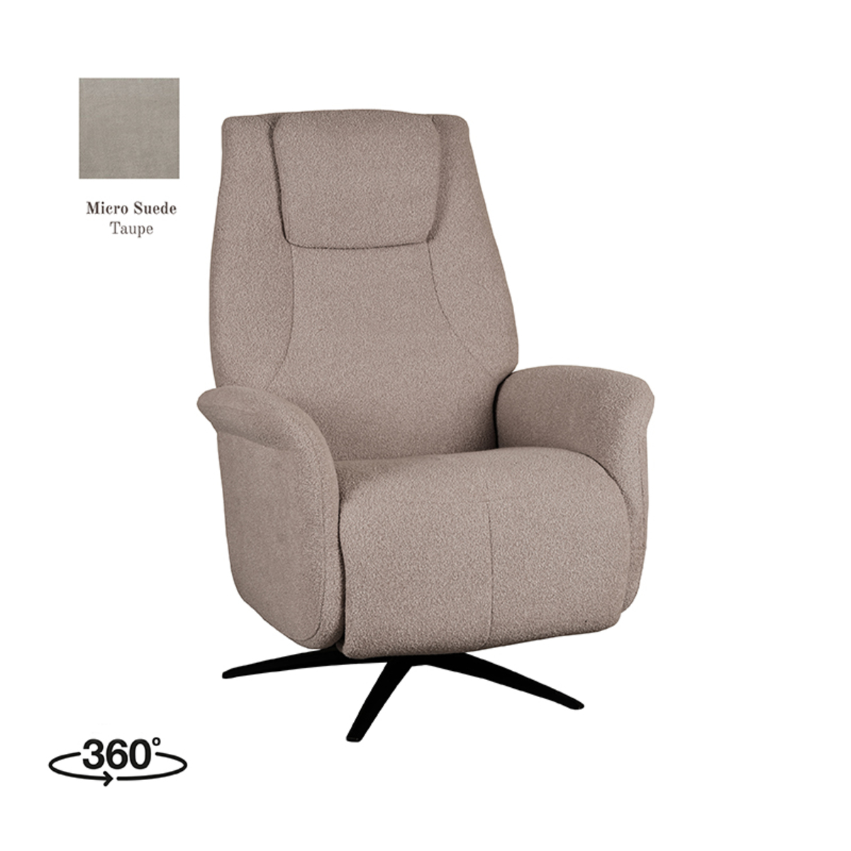 LABEL51 Fauteuil Stockholm - Taupe - Micro Suede - Elektrische